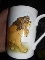Special hand-painted mug-lion pair pattern 2.5 dl - beautifully executed handicraft work