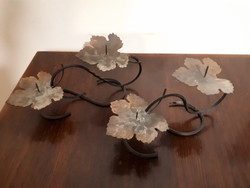 Cast iron 2-prong candle holder in the shape of a grape leaf (there are 2 of them)