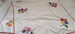Embroidered floral needlework tablecloth 124 x 74 cm.