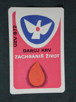 Kártyanaptár, Csehszlovákia, Állami Vöröskereszt, véradás, grafikai rajzos,1973,   (5)