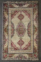 1L001 old hand-woven butter color connecting rug 130 x 204 cm
