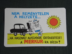 Kártyanaptár,MERKUR autókereskedelmi vállalat,grafikai rajzos,humoros,1973,   (5)