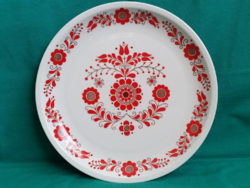 Piros-fehér  Alföldi porcelán falitányér magyaros motívummal, 29 cm