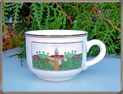 Villeroy & boch, design naif, porcelain cup with colorful landscape pattern