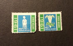 Stamp 1961 charity usa easter seals 1 pair to help disabled children