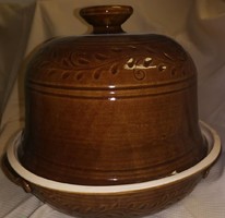Brown glazed ceramic bread oven with scratched decoration