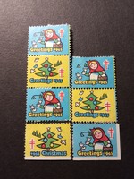 Stamp charity usa greetings christmas block +3 1965
