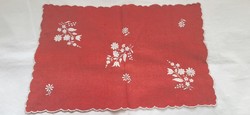 Embroidered floral needlework tablecloth 55 x 36 cm.