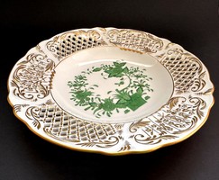 Openwork wall plate with Indian basket pattern from Herend. Green