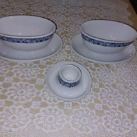 Bauscher Weiden Bavaria, kék mintás, 2db szószos, mártásos kínáló, 1db tojás tartó