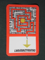 Kártyanaptár, Állami Biztosító, lakásbiztosítás,1973,   (5)