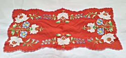 Richly embroidered floral needlework tablecloth, runner 68 x 30 cm.