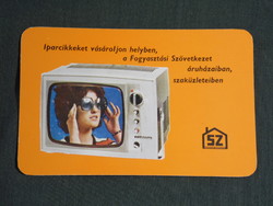 Kártyanaptár, Szövetkezeti áruházak, kemping televízió , erotikus női modell,1973,   (5)