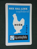 Card calendar, Uraiújfalu state farm, chicken, egg producer, graphic artist, 1973, (5)