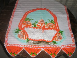 Beautiful hand-painted and crocheted pink napkin kitchen towel hand towel