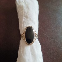 Régi árt Deco gyűrű fekete kővel