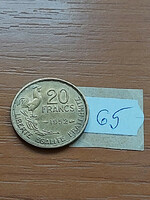 France 20 francs francs 1952 aluminum bronze, rooster 65.