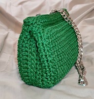 Crochet bag made of shiny yarn