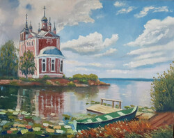 Antyipina galina: orthodox church, oil painting, canvas, painter. 40X50cm