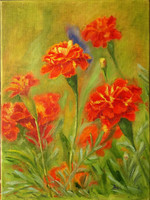 Antyipina galina: velvet flower, oil painting, canvas. 40X30cm