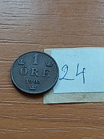 Sweden 1 öre 1903 bronze, ii. Oscar 24.