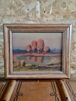Baky Albert “Vízparti táj” 2 db festmény keretben