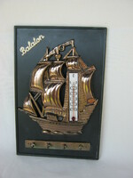 Balatoni emlék retro fali dísz vitorlás hajó hőmérő kulcstartó
