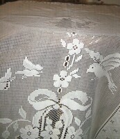 Beautiful floral bird fringed stained glass lace curtain