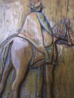 Carved mural - Hungarian horseman 16x13 cm