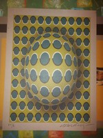 Vasarely lithograph, cardboard, size indicated! Signos, numbered!