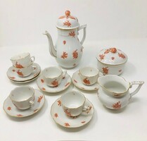 Herend Appony pattern 6-person orange coffee set, set no