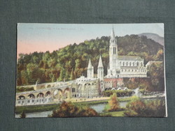 Postcard, French, Lourdes. The basilica. Ll, cathedral, church, view detail