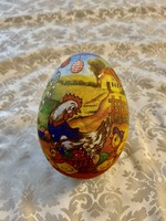 Régi nagyméretű papír ès textil húsvéti tojás szétszedhető bonbon tartó hibátlan állapotban