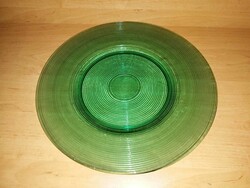 Zöld üveg kínáló tányér asztalközép darabra - átm. 31,5 cm (11 db van)