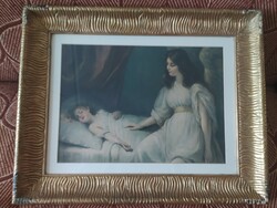 Guardian angel by the girl's bed, in a nice frame, behind glass, 55 x 44 cm