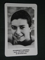 Kártyanaptár,Sportpropaganda,Olimpia bajnokok,Gyarmati Andrea úszó,ezüst bronzérmes, 1973,   (5)
