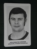 Card calendar, sports propaganda, Olympic champions, weightlifting bronze medalist Sándor Holczreiter, 1973, (5)
