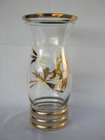Large vase of glass painted with flowers and leaves, 28 cm