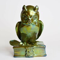 Zsolnay eozin glazed porcelain scientist owl