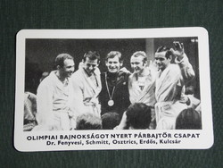 Kártyanaptár,Sportpropaganda,Olimpia,párbajtőr,Fenyvesi,Schmitt,Erdős,Kulcsár,Osztrics,1973,   (5)
