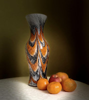 Carlo moretti opaline florence orange large (34 cm) glass vase, decor vase, table decoration