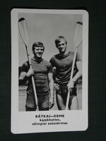 Kártyanaptár,Sportpropaganda,Olimpia bajnokok,Rátkai Deme kajakkettes ezüstérem, 1973,   (5)