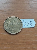 France 20 francs francs 1952 / b, aluminum bronze, rooster s228