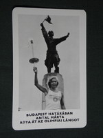 Kártyanaptár,Sportpropaganda,Olimpia bajnokok,Budapest Antal Márta olimpiai láng átadása,1973,   (5)