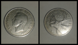 Canada silver 25 cents, 1945