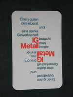 Kártyanaptár, Németország, IG Metall fémüzem, szakszervezet, 1972,   (5)