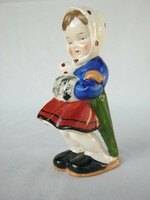 Kislány esernyővel régi német Sitzendorfi porcelán figura 12 cm