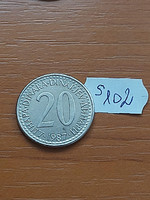 Yugoslavia 20 dinars 1987 copper-zinc-nickel s102