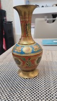 Beautiful hand-painted Indian copper vase. 20.5 cm.