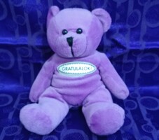 Brand new purple teddy bear, with removable Velcro label, 22 cm